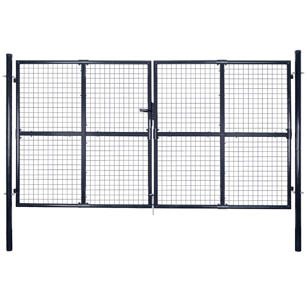 vidaXL Mesh Garden Gate Galvanised Steel 300x200 cm Grey
