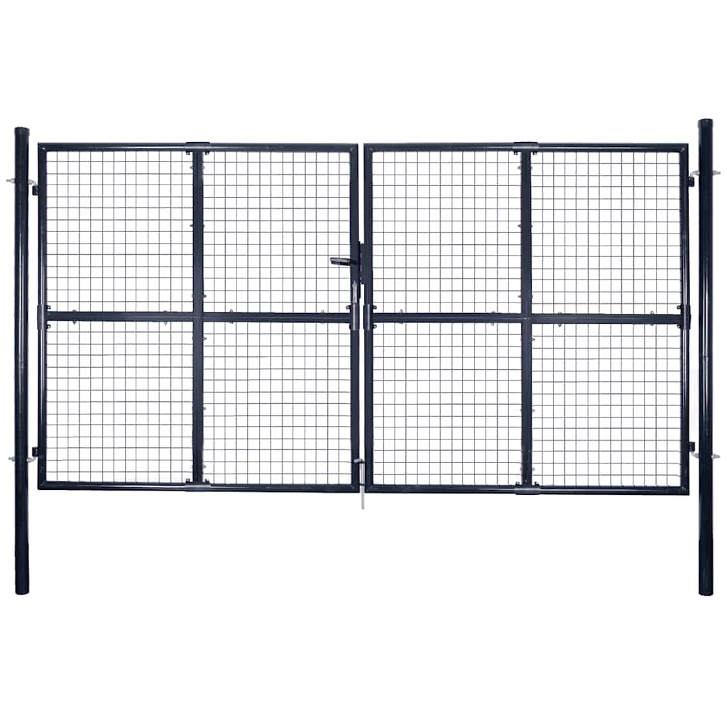 vidaXL Mesh Garden Gate Galvanised Steel 300x200 cm Grey 1