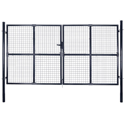 vidaXL Mesh Garden Gate Galvanised Steel 300x200 cm Grey 1
