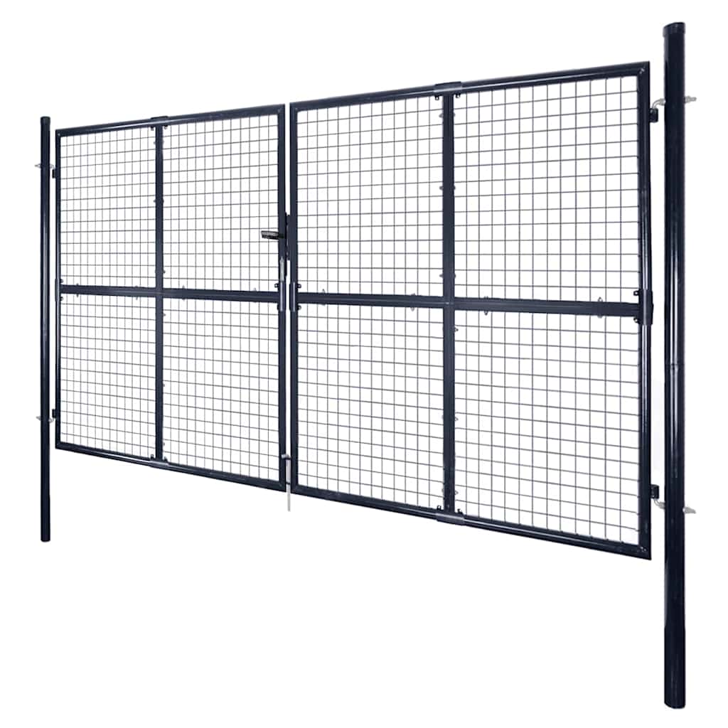 vidaXL Mesh Garden Gate Galvanised Steel 300x200 cm Grey 2