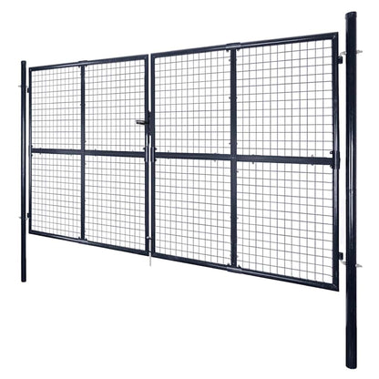 vidaXL Mesh Garden Gate Galvanised Steel 300x200 cm Grey 2