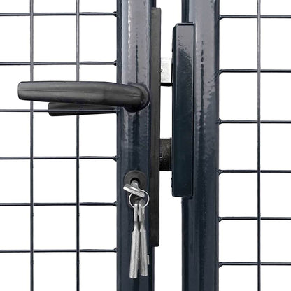 vidaXL Mesh Garden Gate Galvanised Steel 300x200 cm Grey 4