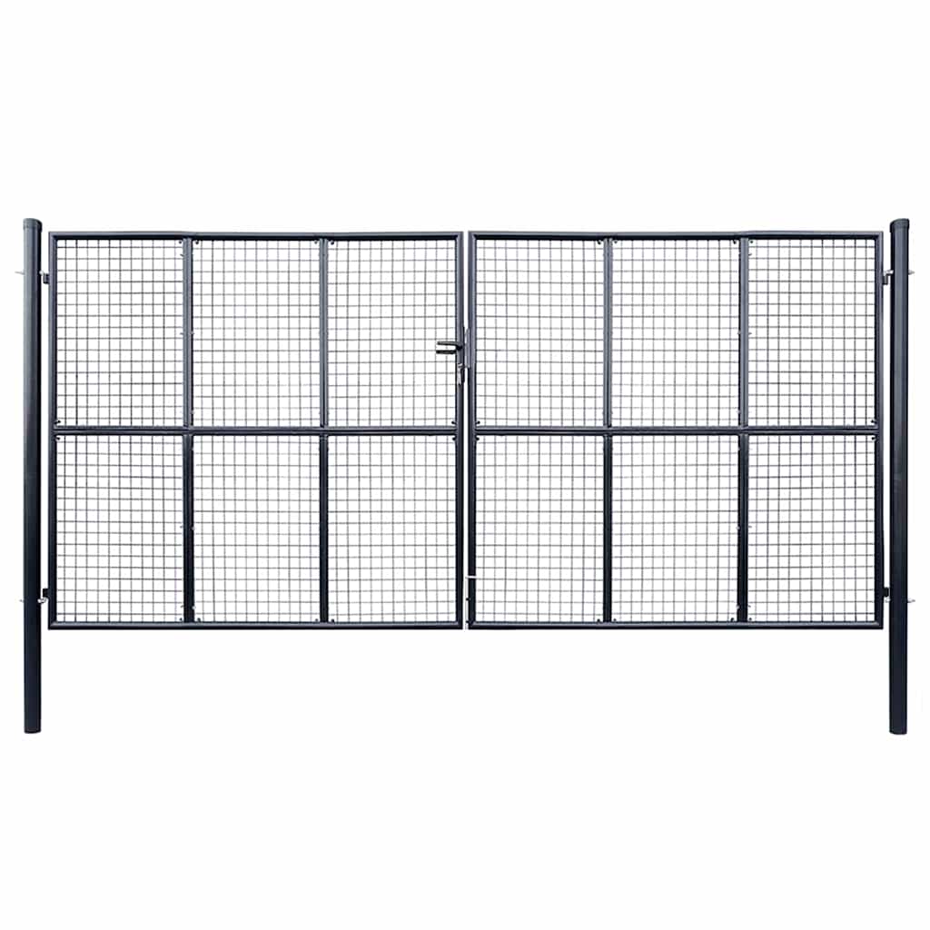 vidaXL Mesh Garden Gate Galvanised Steel 400x175 cm Grey 1