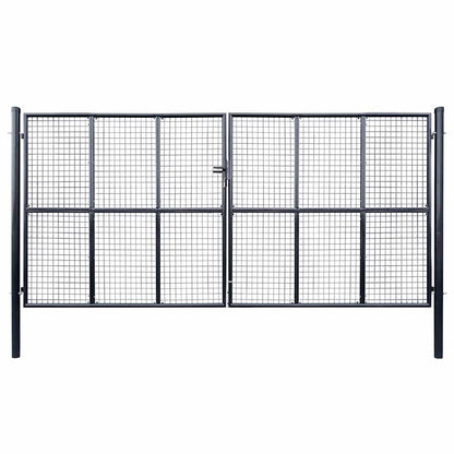 vidaXL Mesh Garden Gate Galvanised Steel 400x175 cm Grey 1