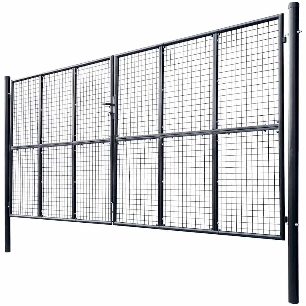 vidaXL Mesh Garden Gate Galvanised Steel 400x175 cm Grey 2