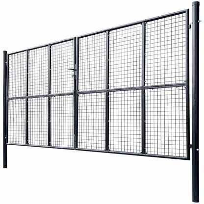 vidaXL Mesh Garden Gate Galvanised Steel 400x175 cm Grey 2