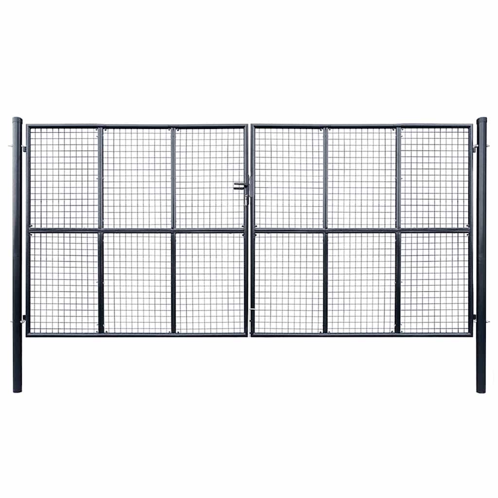 vidaXL Mesh Garden Gate Galvanised Steel 400x200 cm Grey 1
