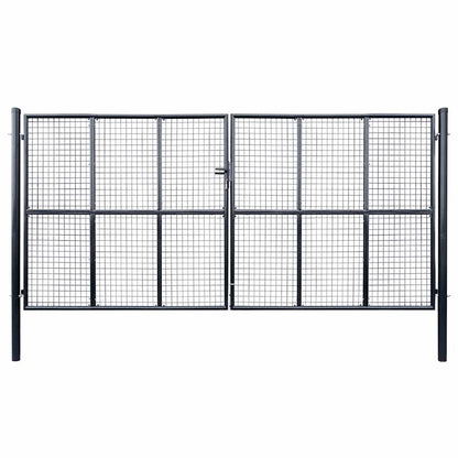 vidaXL Mesh Garden Gate Galvanised Steel 400x200 cm Grey 1