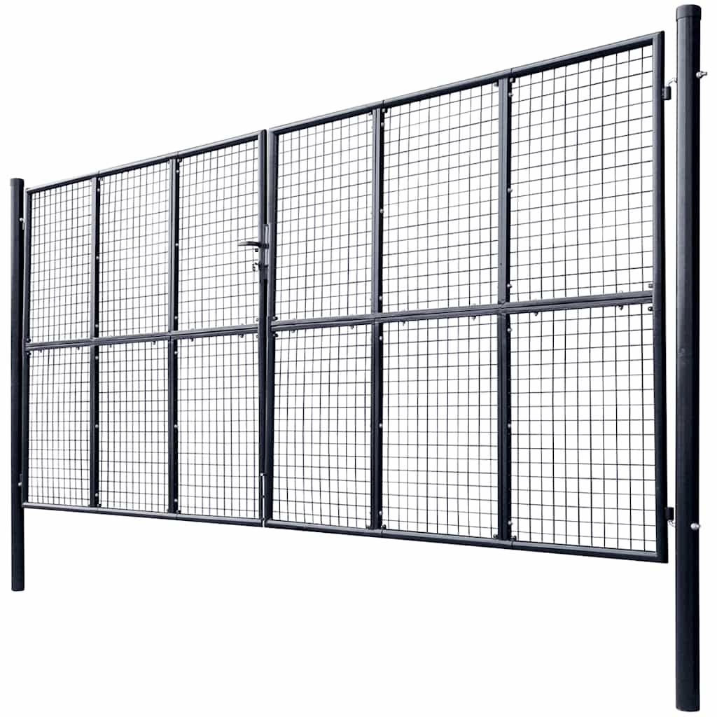 vidaXL Mesh Garden Gate Galvanised Steel 400x200 cm Grey 2