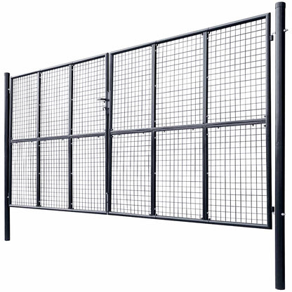vidaXL Mesh Garden Gate Galvanised Steel 400x200 cm Grey 2
