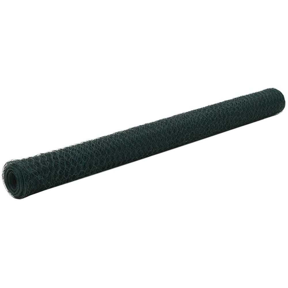 vidaXL Chicken Wire Fence Steel with PVC Coating 25x1.2 m