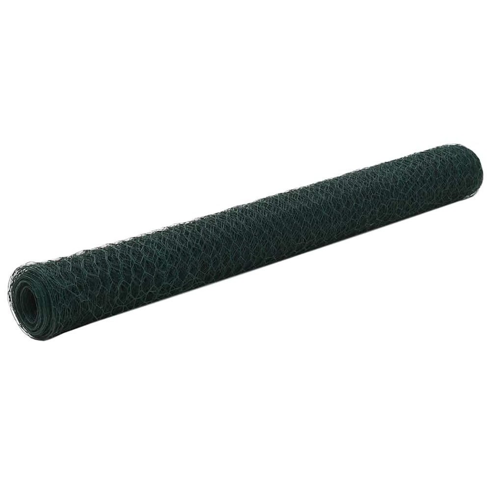 vidaXL Chicken Wire Fence Steel with PVC Coating 25x1.2 m