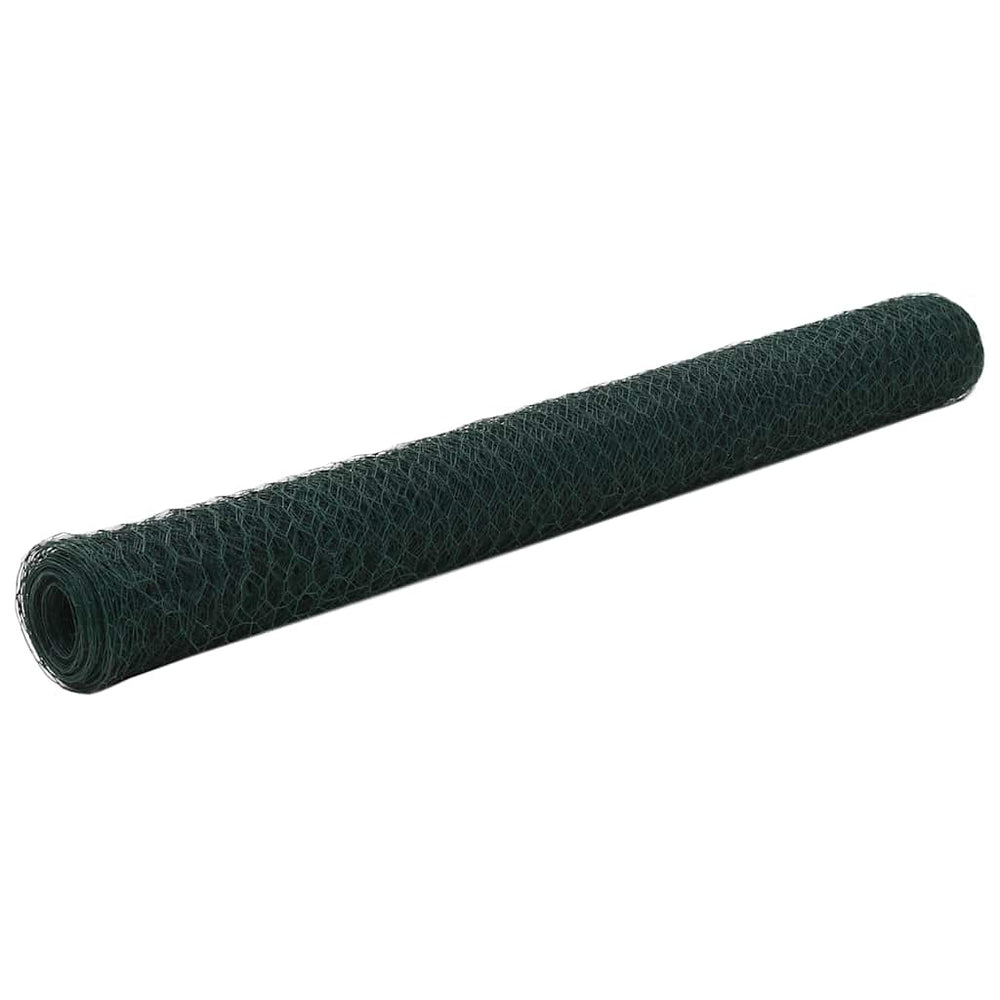 vidaXL Chicken Wire Fence Steel with PVC Coating 25x1.2 m