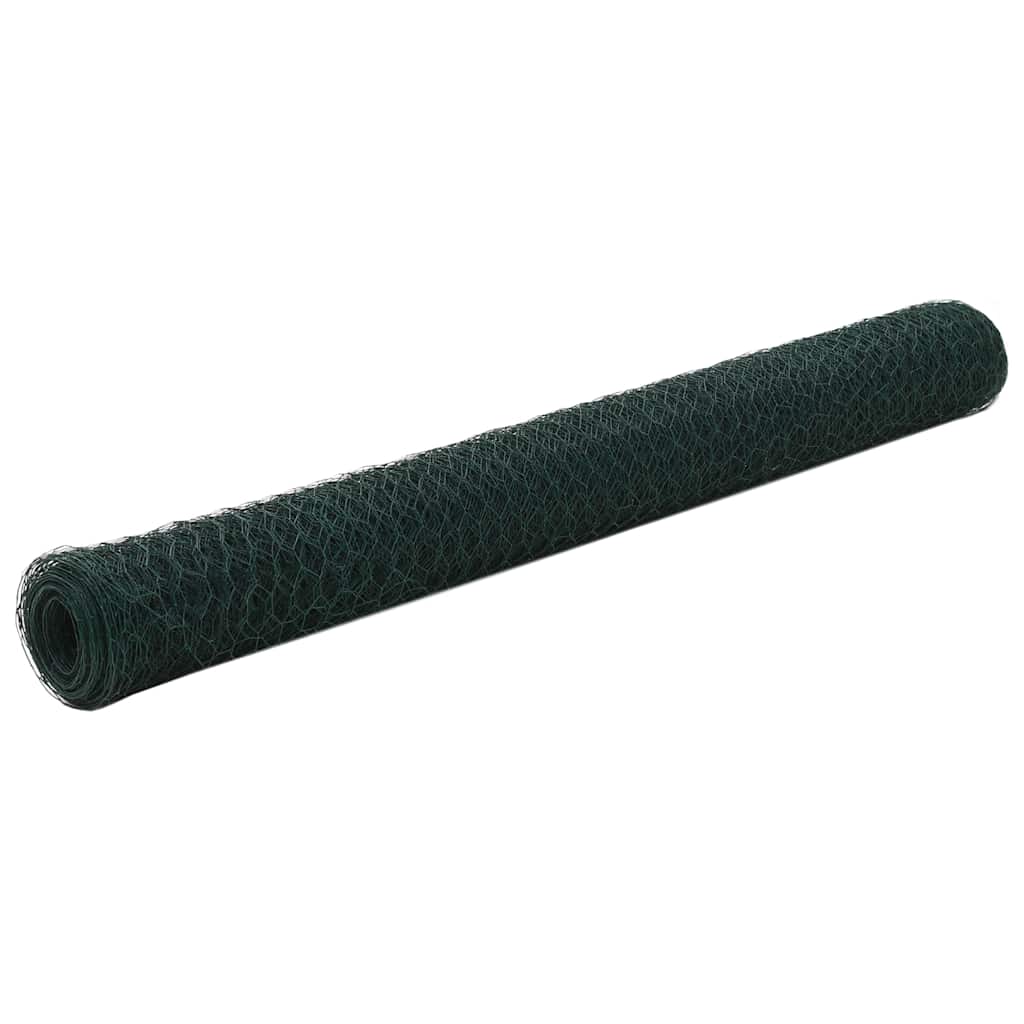 Chicken Wire Fence Steel with PVC Coating 25x1,2 m Green 1.2 m