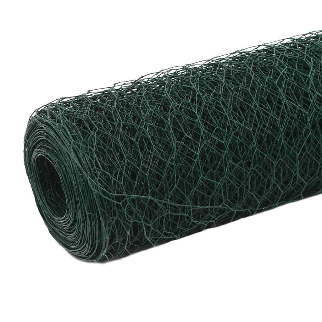 Chicken Wire Fence Steel with PVC Coating 25x1,2 m Green 1.2 m
