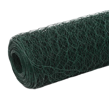 Chicken Wire Fence Steel with PVC Coating 25x1,2 m Green 1.2 m