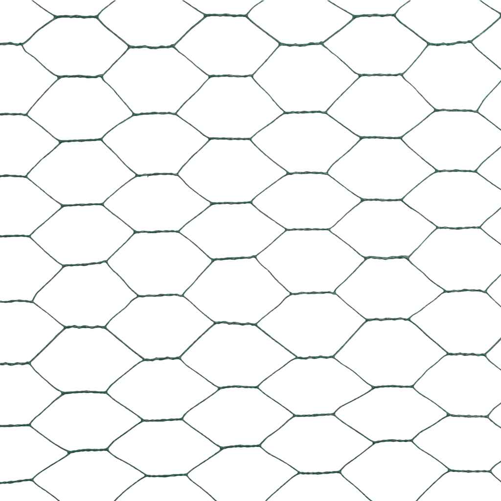 Chicken Wire Fence Steel with PVC Coating 25x1,2 m Green 1.2 m