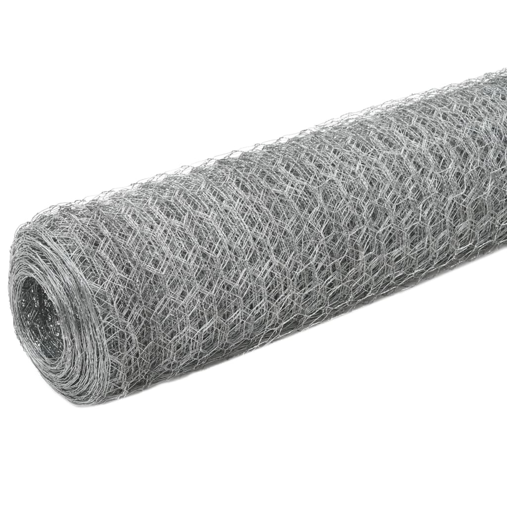 Chicken Wire Fence Steel with PVC Coating 25x1,2 m Silver 1.5 m