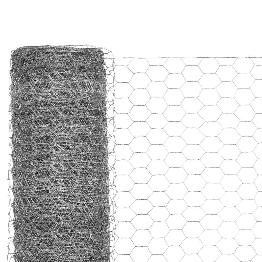 Chicken Wire Fence Steel with PVC Coating 25x1,2 m Silver 1.5 m