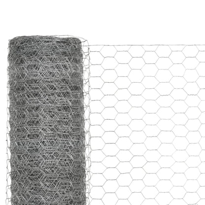 Chicken Wire Fence Steel with PVC Coating 25x1,2 m Silver 1.5 m