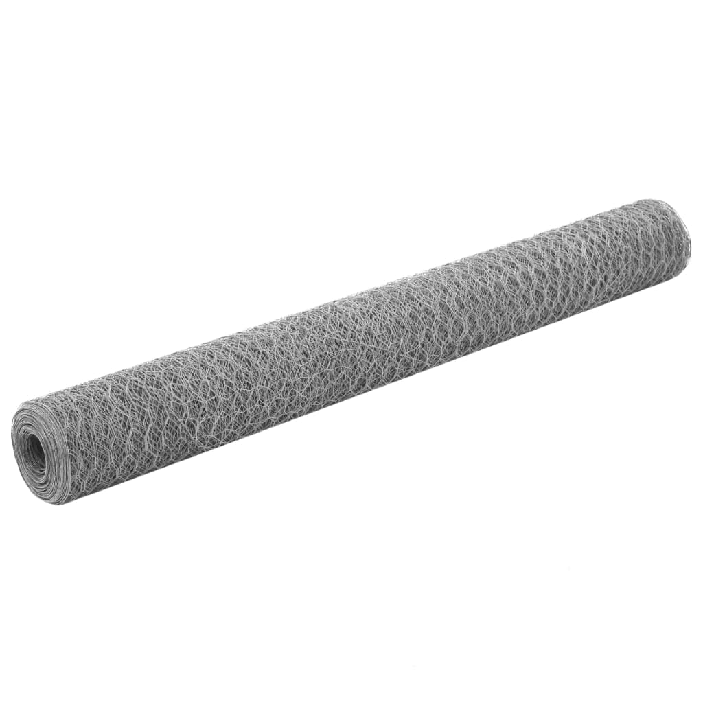 Chicken Wire Fence Steel with PVC Coating 25x1,2 m Silver 1.2 m