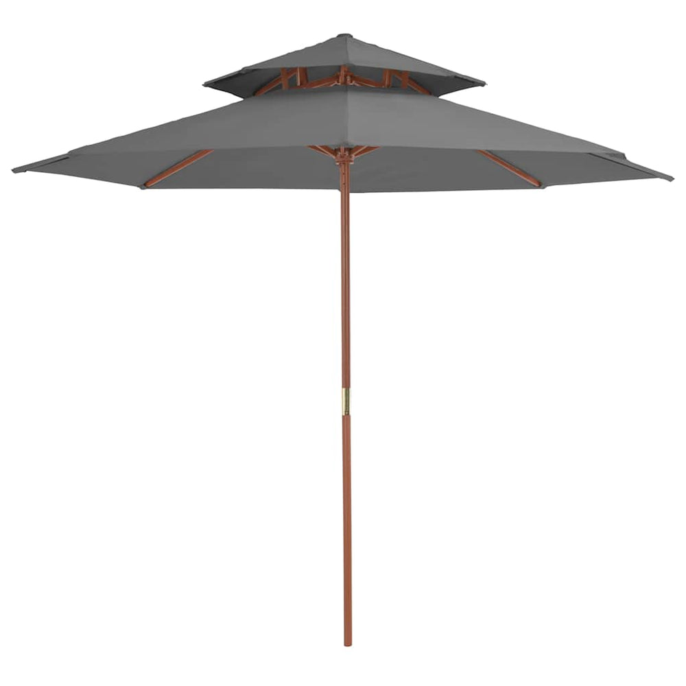 vidaXL Double Decker Parasol with Wooden Pole 270 cm