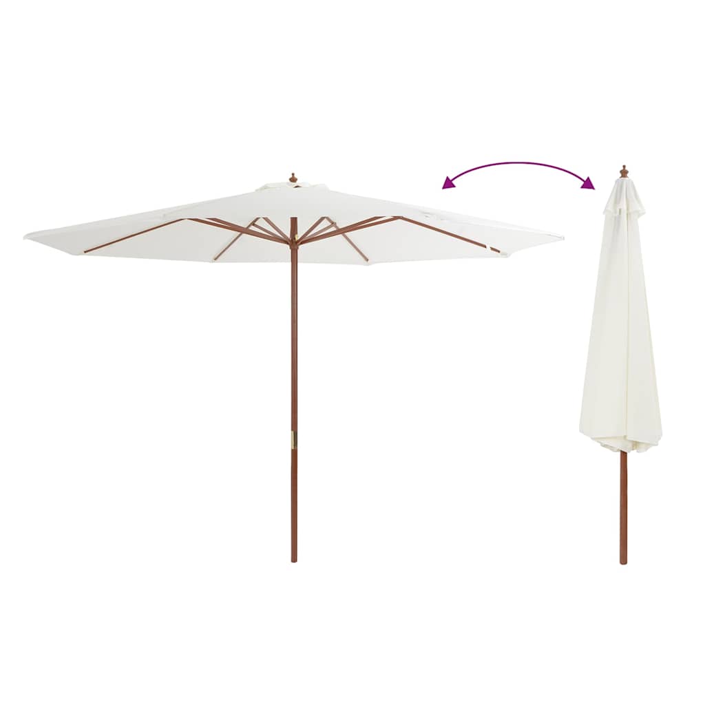 Outdoor Parasol with Wooden Pole 350 cm Sand white