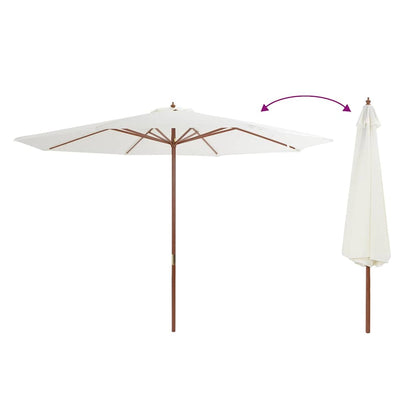 Outdoor Parasol with Wooden Pole 350 cm Sand white