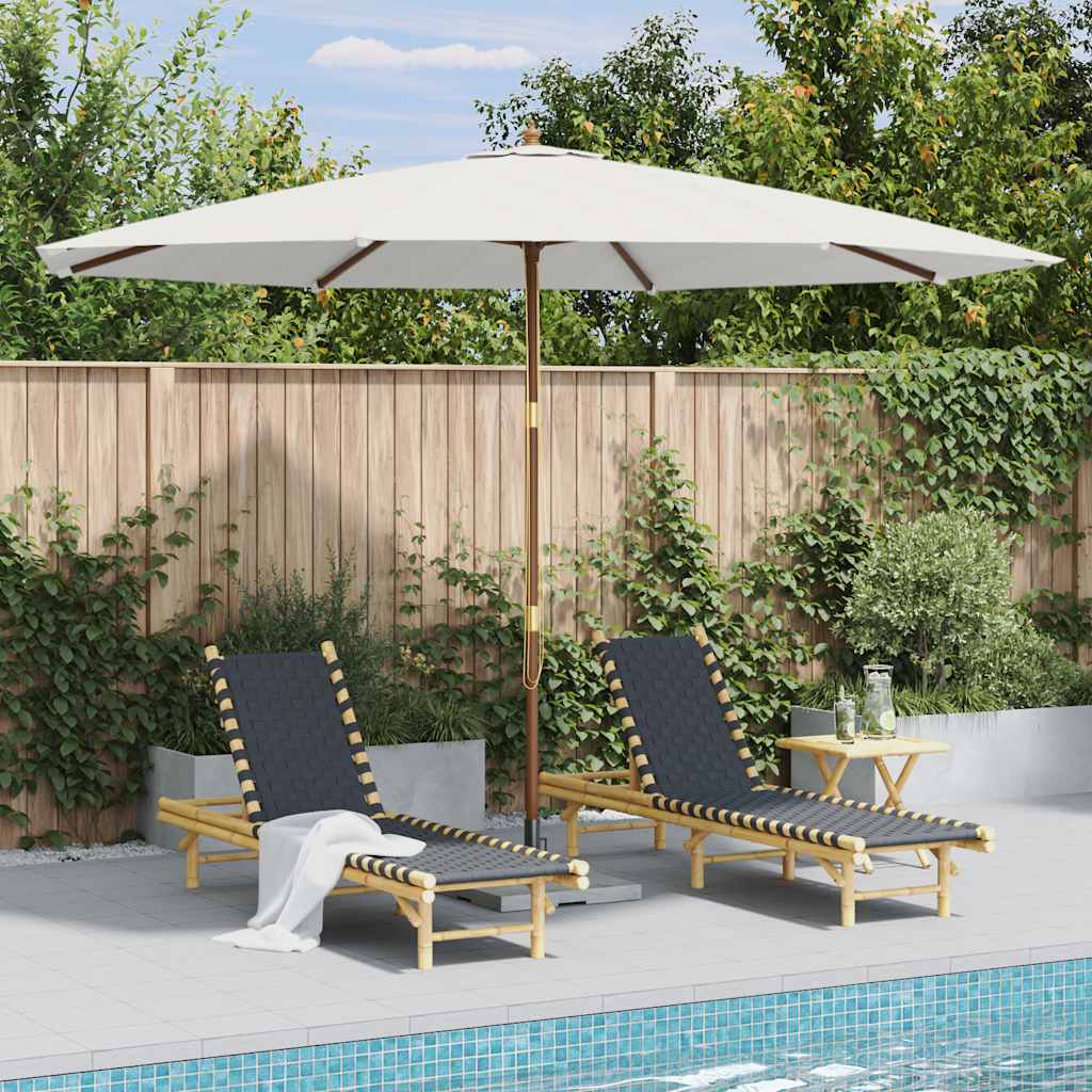 Outdoor Parasol with Wooden Pole 350 cm Sand white