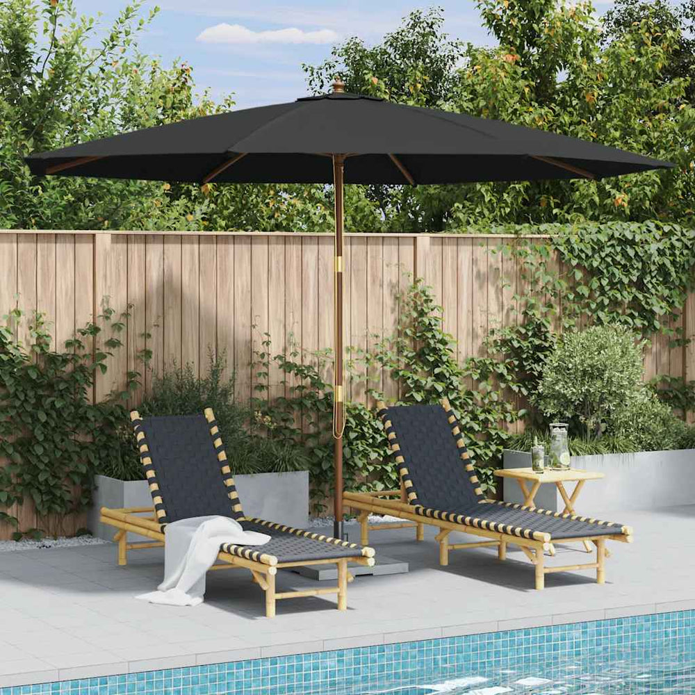 vidaXL Outdoor Parasol with Wooden Pole 350 cm