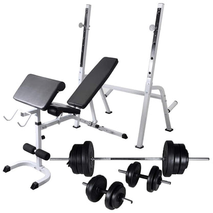 Workout Bench with Weight Rack, Barbell and Dumbbell 60.5 kg