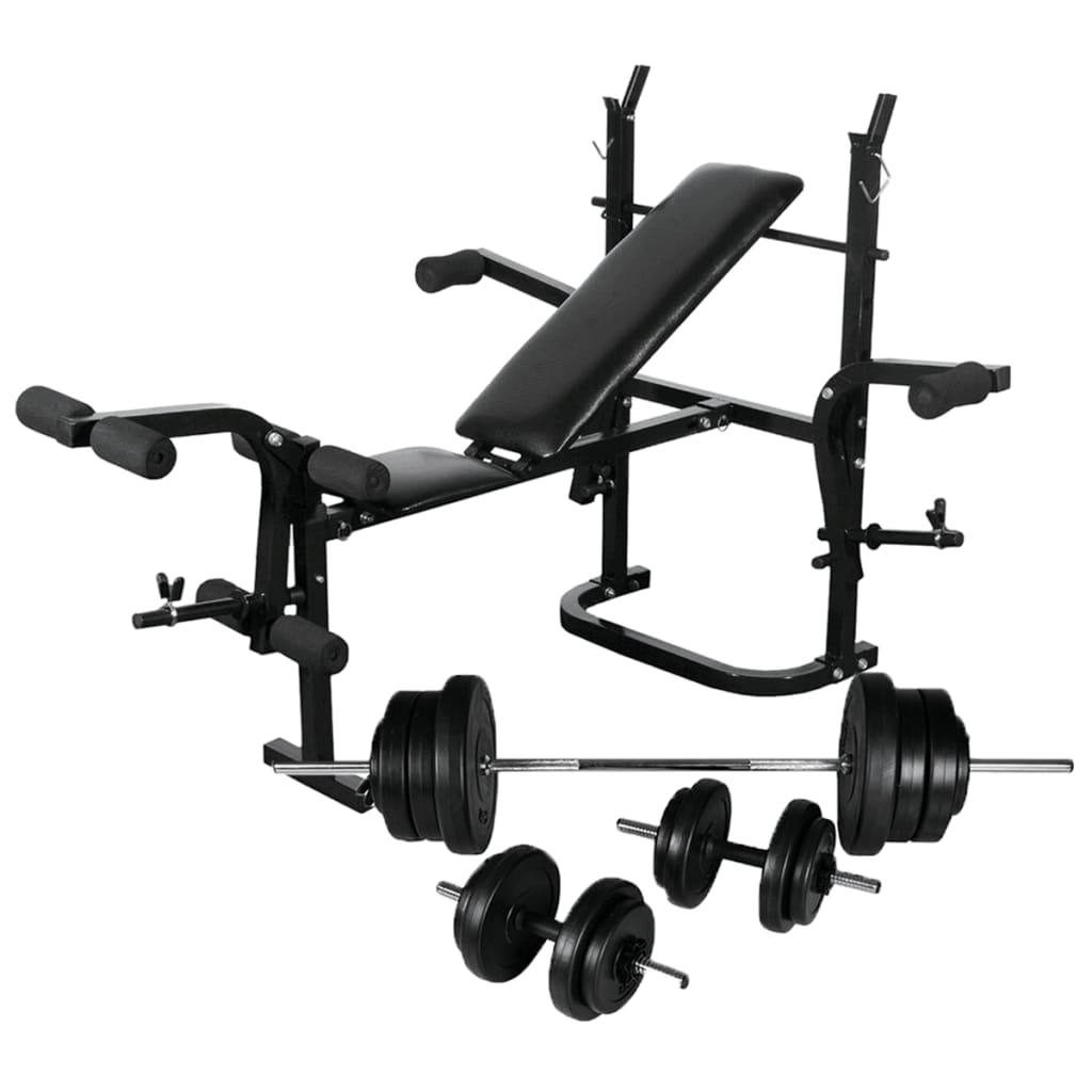 Weight Bench with Weight Rack, Barbell and Dumbbell 60.5 kg