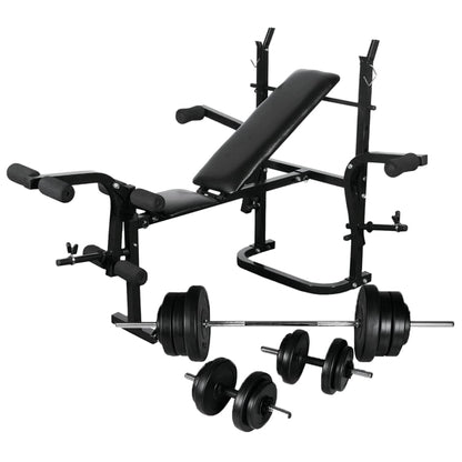 Weight Bench with Weight Rack, Barbell and Dumbbell 60.5 kg