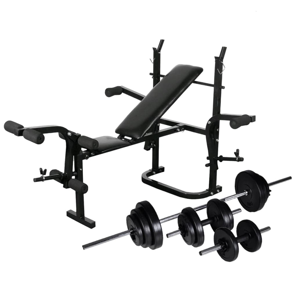 vidaXL Weight Bench with Weight Rack, Barbell and Dumbbell