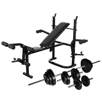 Weight Bench with Weight Rack, Barbell and Dumbbell 30.5 kg