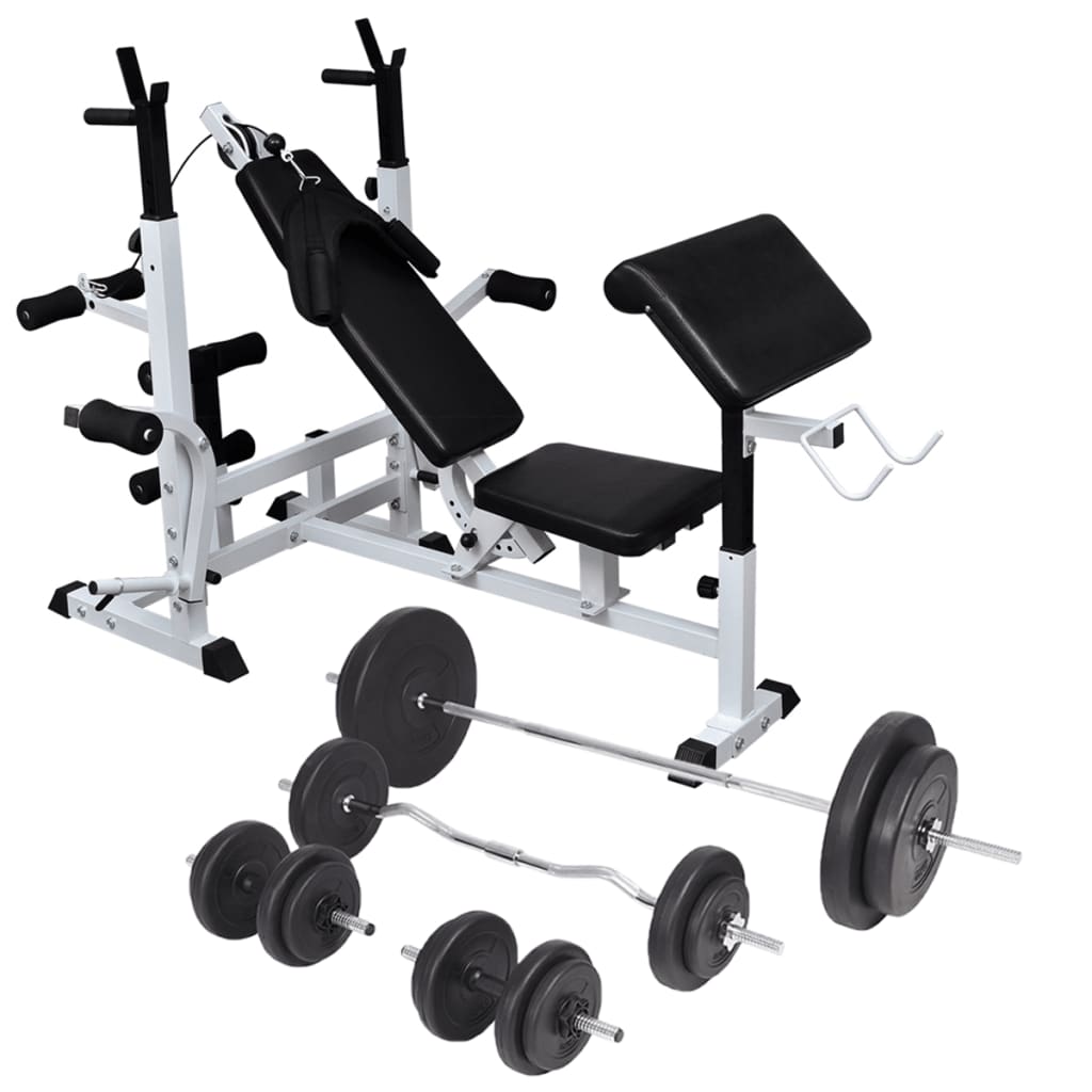 vidaXL Weight Bench with Weight Rack, Barbell and Dumbbell Set 90 kg 1