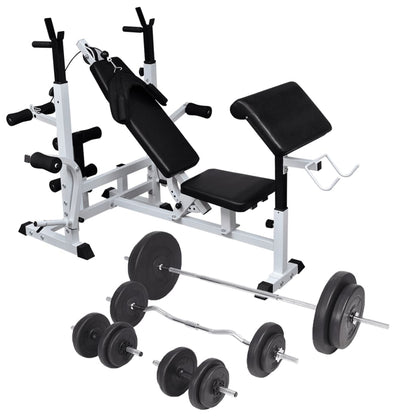 vidaXL Weight Bench with Weight Rack, Barbell and Dumbbell Set 90 kg 1