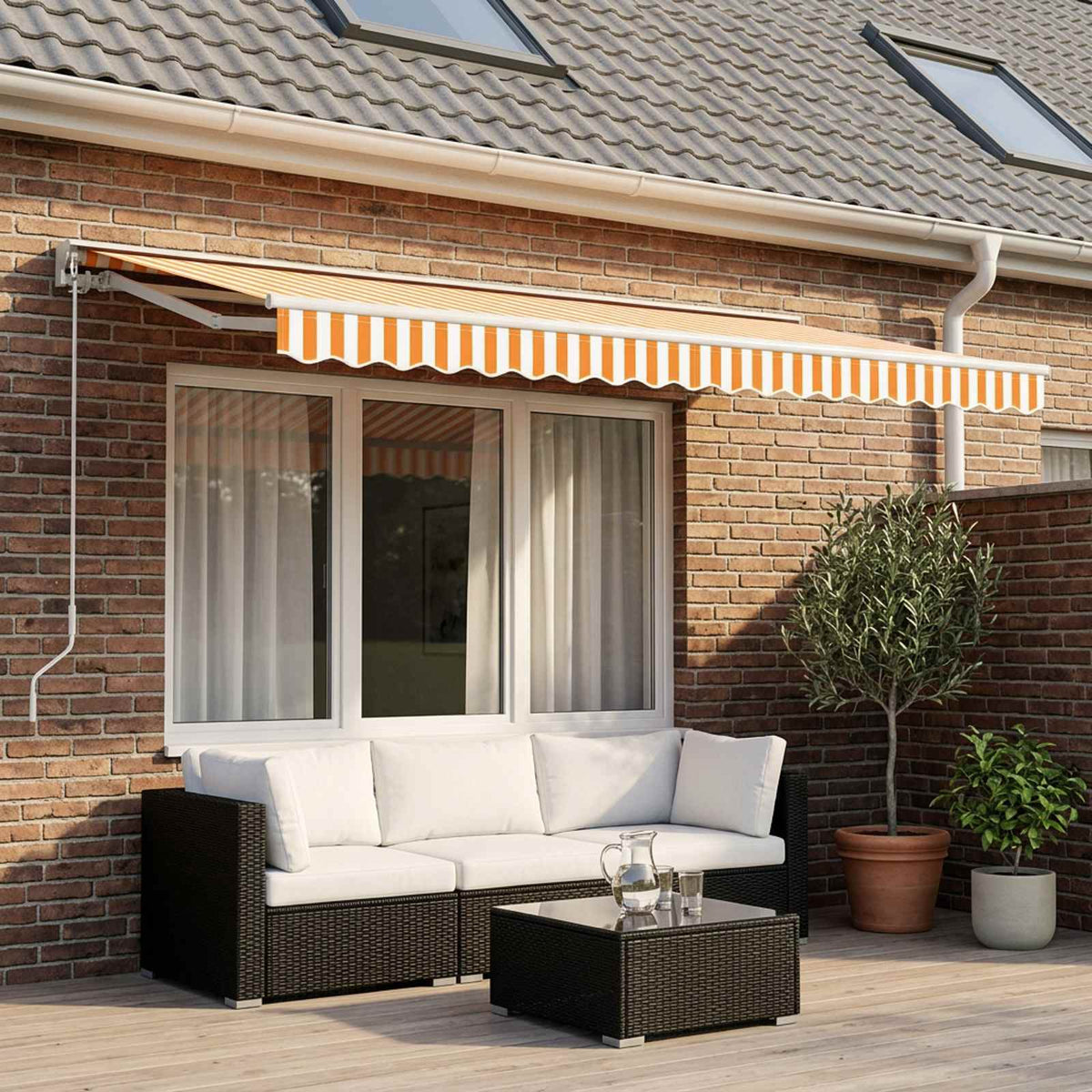 Awning Replacement Polyester Yellow white