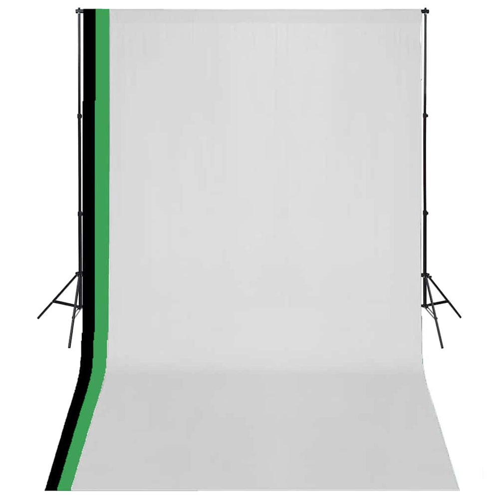 vidaXL Photo Studio Kit with 3 Cotton Backdrops Adjustable Frame