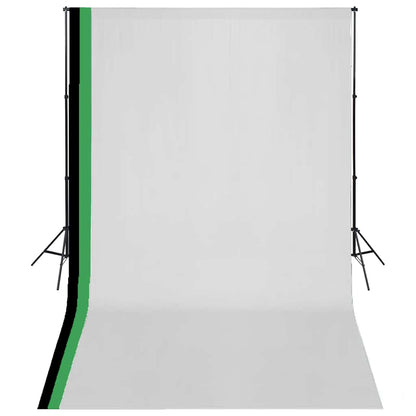 Photo Studio Kit with 3 Cotton Backdrops Adjustable Frame 3 x 5 m