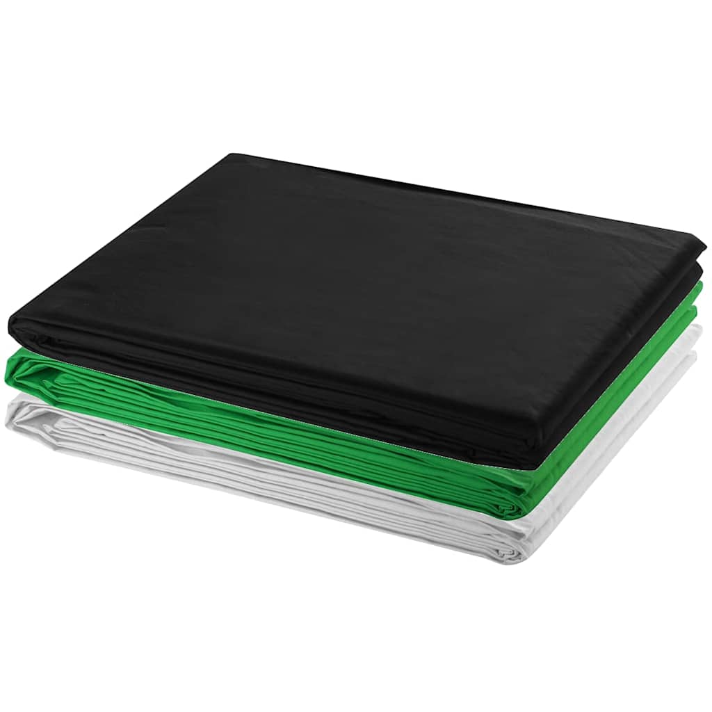 Photo Studio Kit with 3 Cotton Backdrops Adjustable Frame 3 x 5 m
