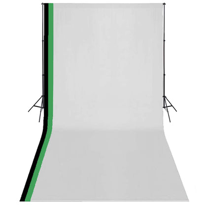 Photo Studio Kit with 3 Cotton Backdrops Adjustable Frame 3 x 6 m