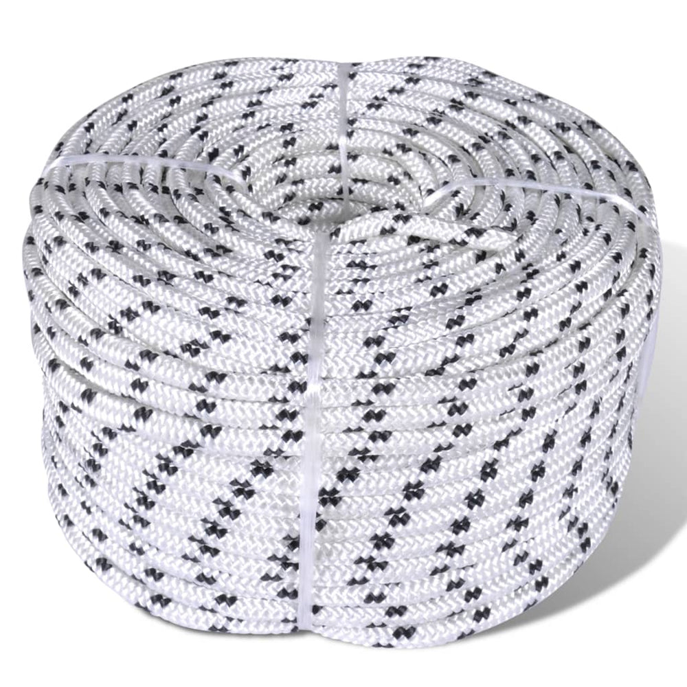 vidaXL Braided Boat Rope Polyester White Length 250 m