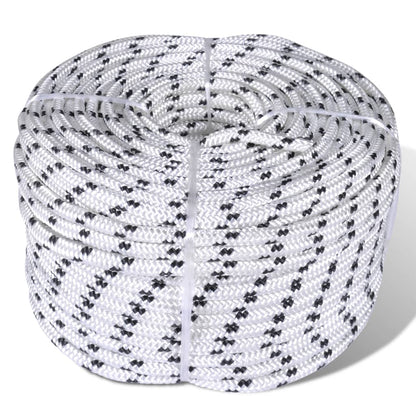 Braided Boat Rope Polyester White Length 250 m 8 mm