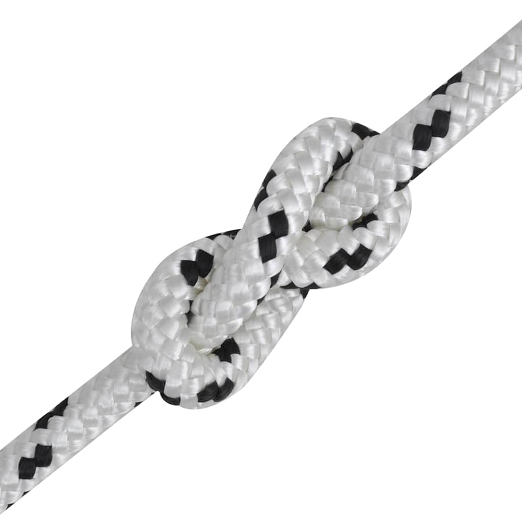 Braided Boat Rope Polyester White Length 250 m 10 mm