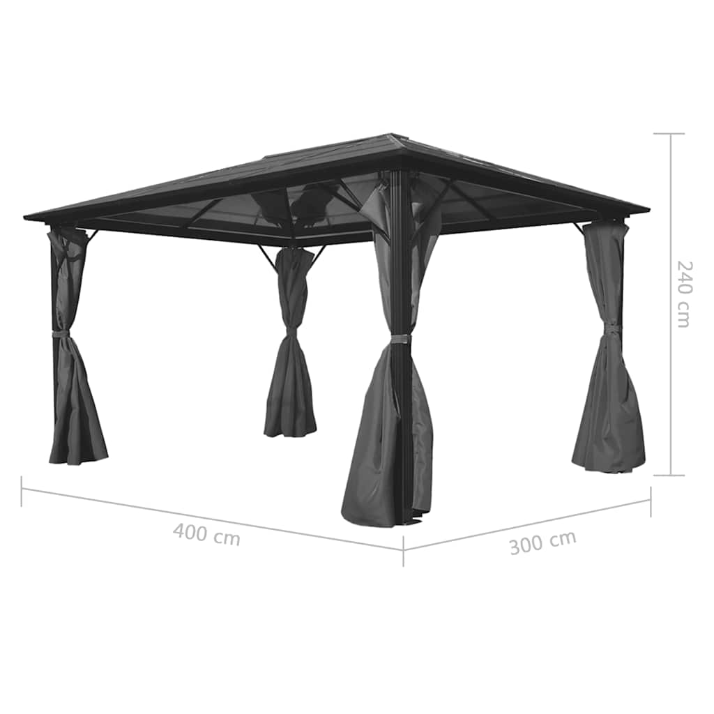 44890 vidaXL Gazebo with Curtain Anthracite Aluminium 400x300 cm 5