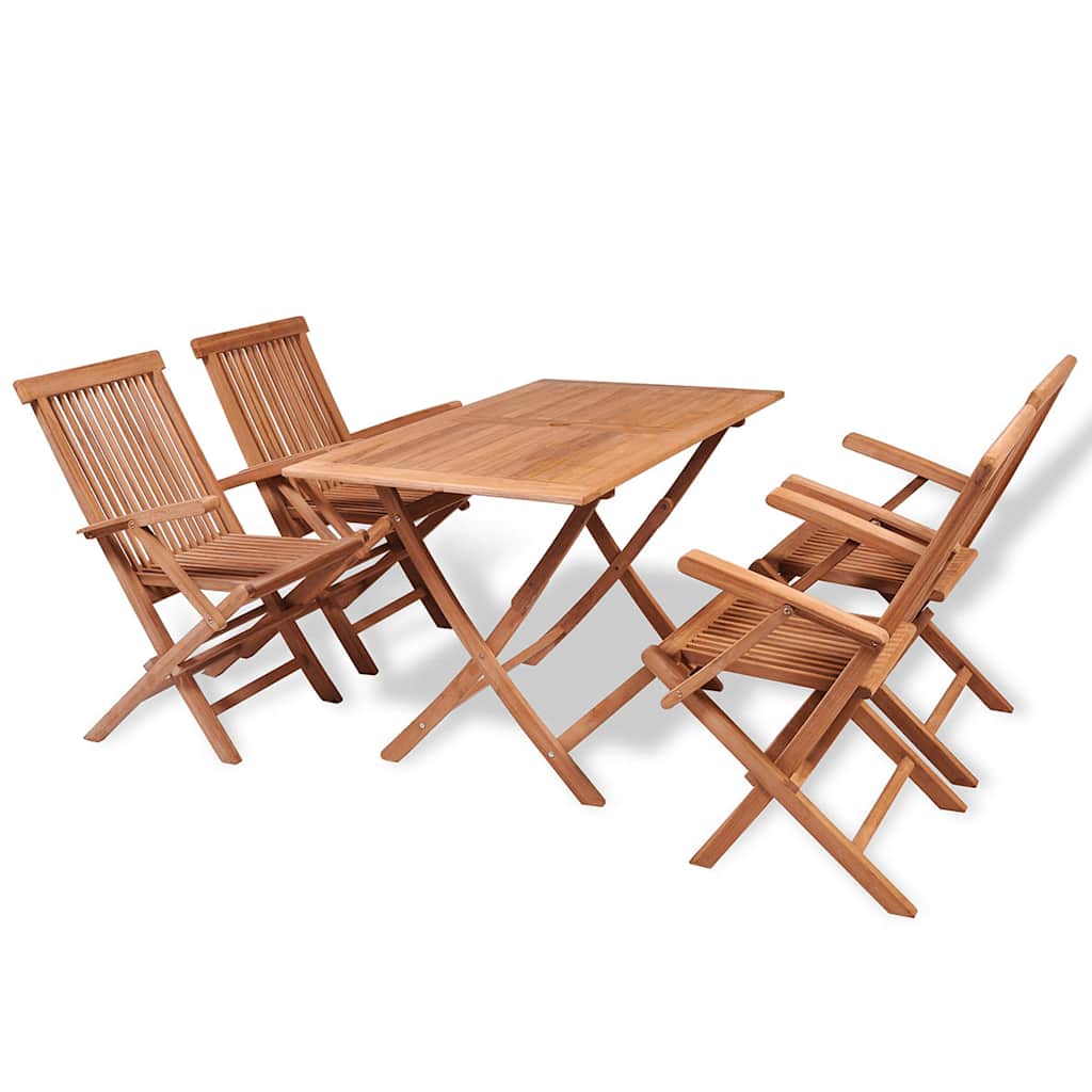 vidaXL 5 Piece Garden Dining Set Solid Teak Wood 1