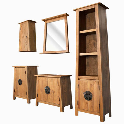 vidaXL Bathroom Set 5 Pieces Solid Pinewood 1