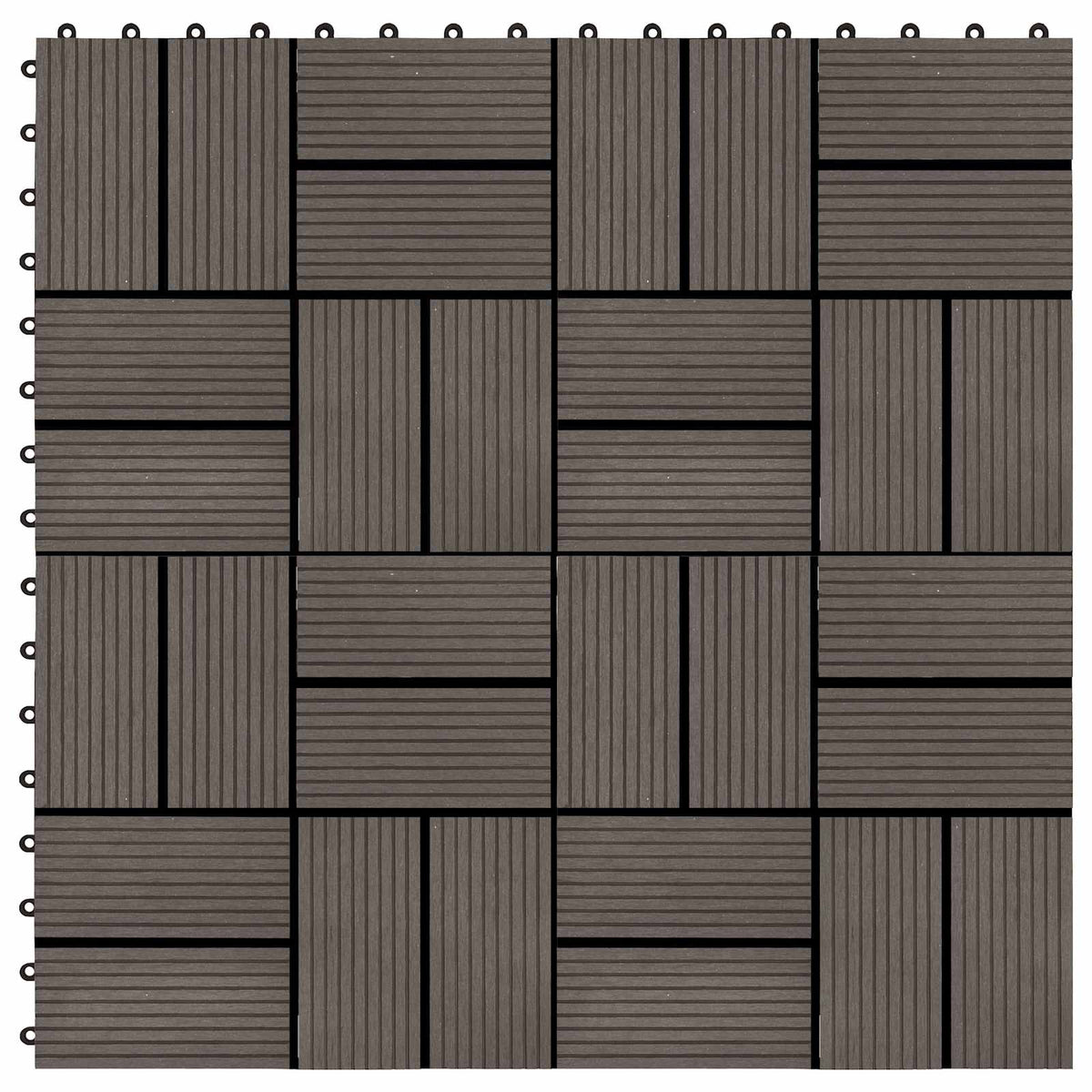 Decking Tile 30 x 30 cm WPC 11 pcs Cross