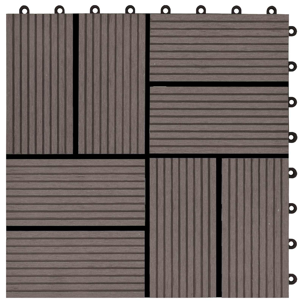 Decking Tile 30 x 30 cm WPC 11 pcs Cross